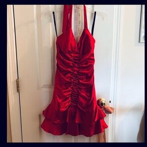 Elegant Red Halter Dress